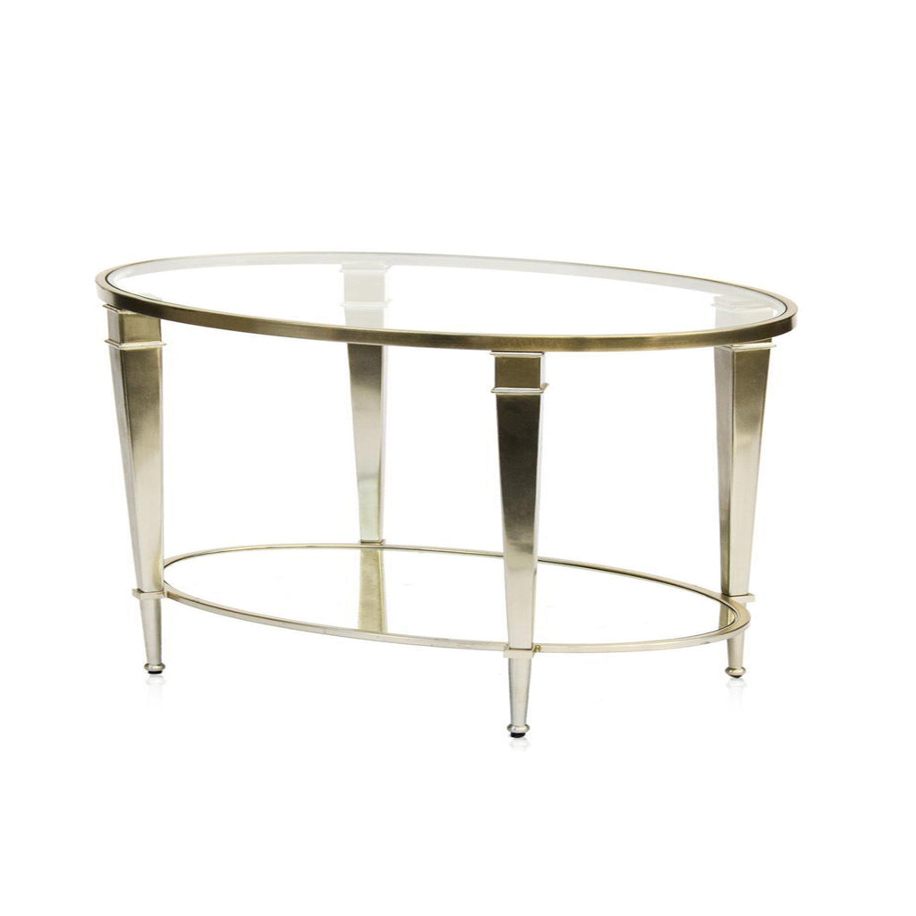 Silver Oval Two-Tiered Coffee Table