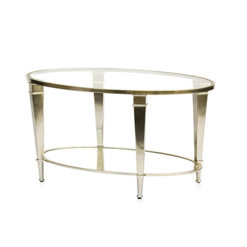 Silver Oval Two-Tiered Coffee Table