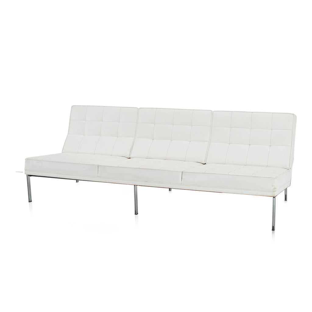 Modernica White Leather Split Rail Armless Sofa