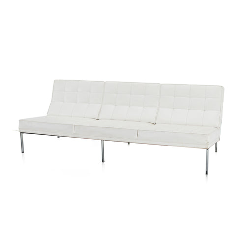 Modernica White Leather Split Rail Armless Sofa