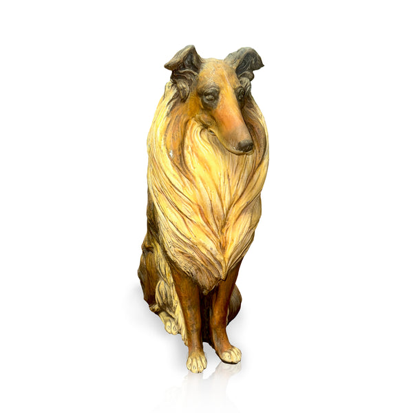 Tan Brown Ceramic Border Collie Statue - Gil & Roy Props