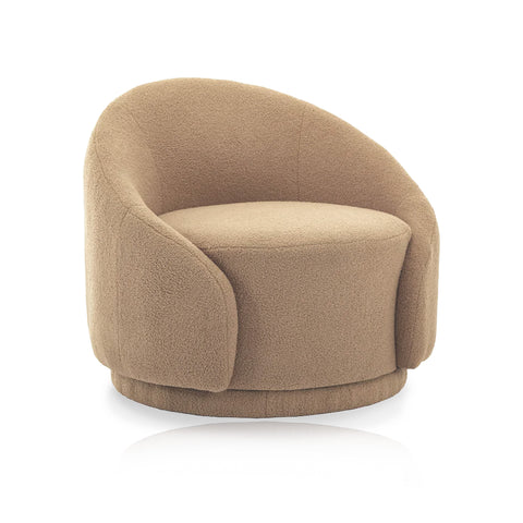 Beige Round Swivel Armchair