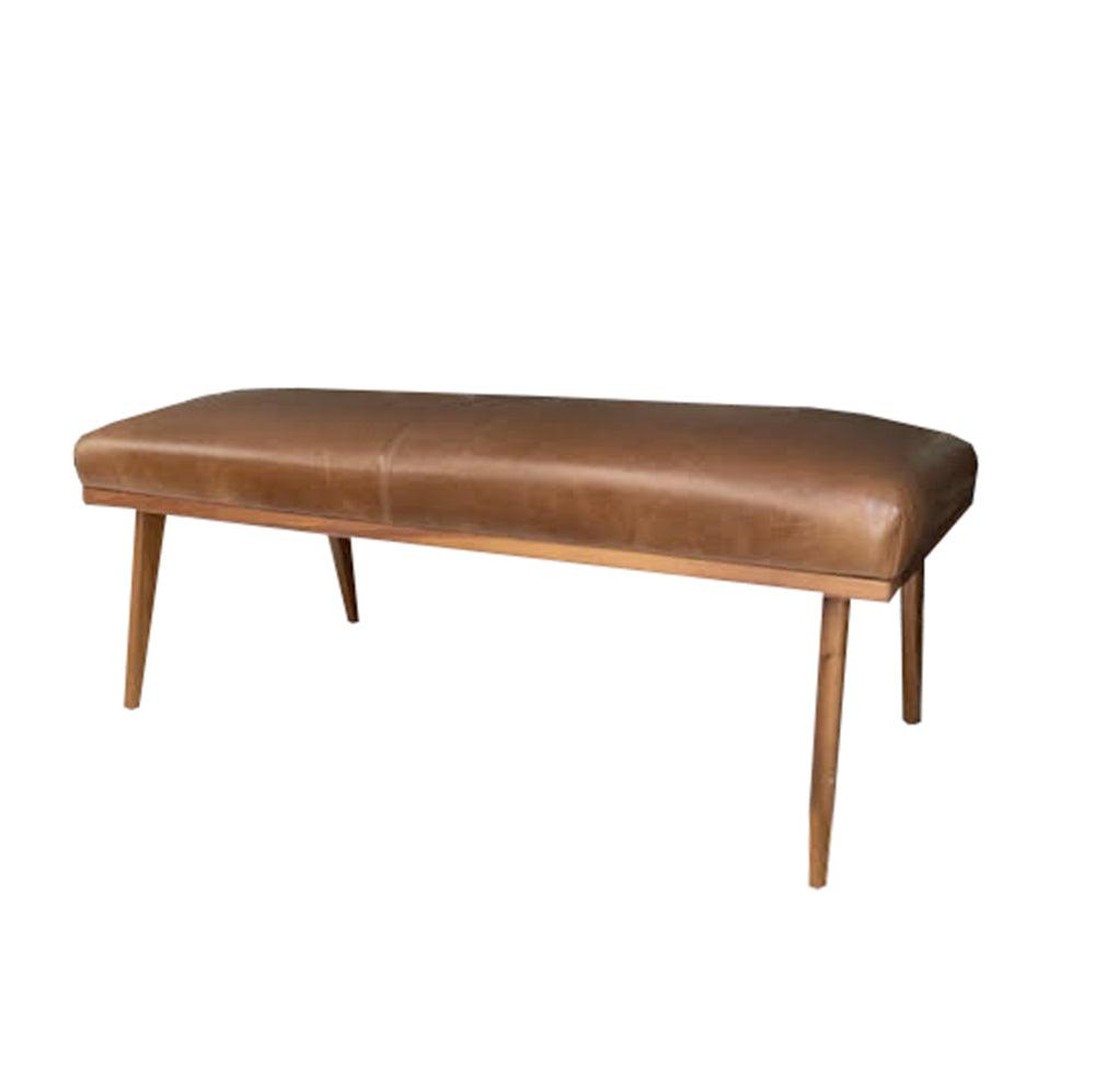 Contemporary Cavett Brown Leather Bench