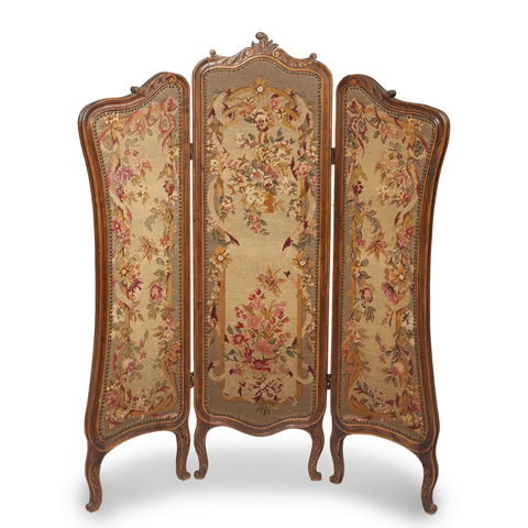 Rococo Needlepoint Screen Divider