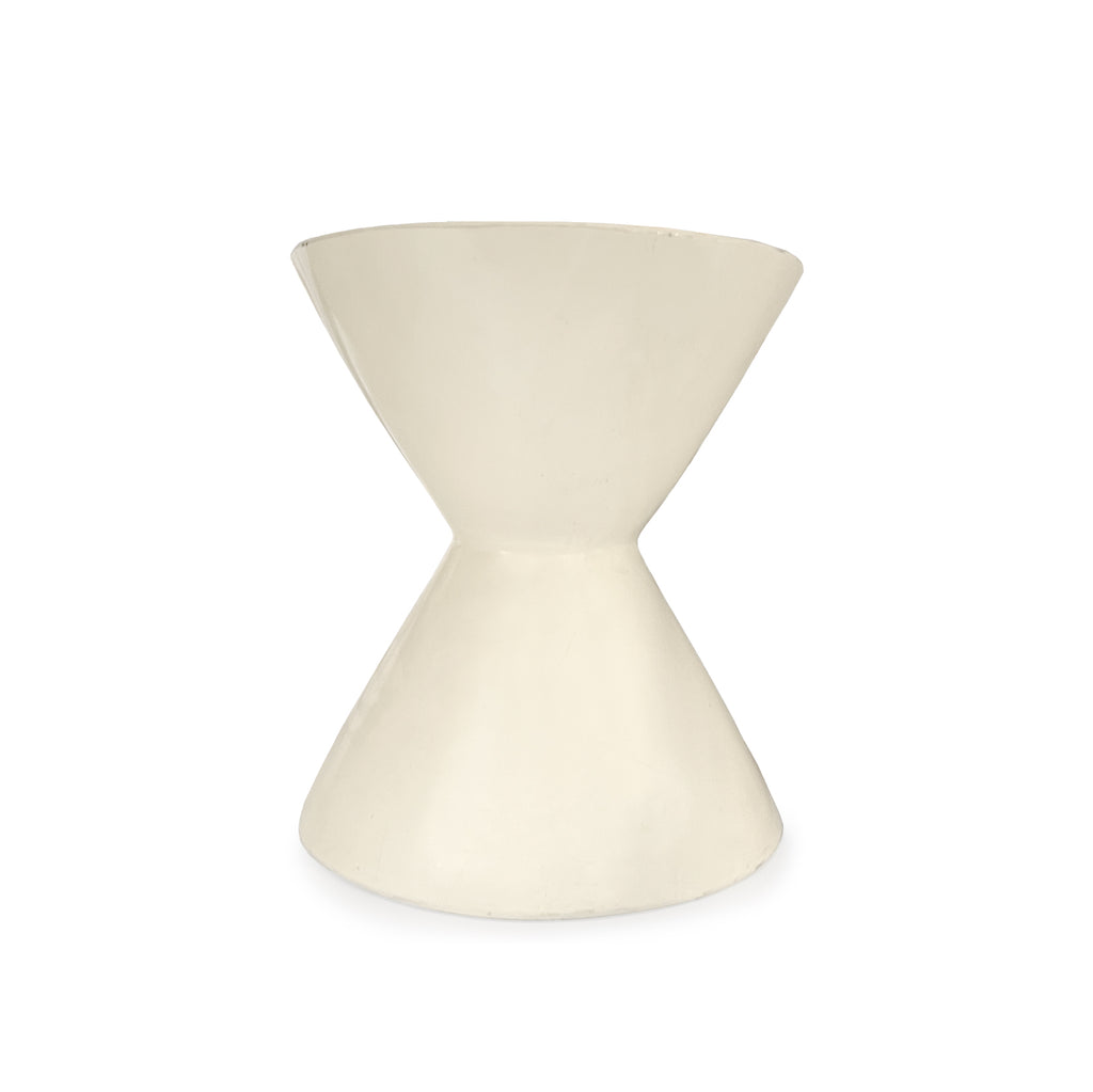 Off White/ Cream Hour Glass Side Table/ Pedestal