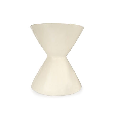 Off White/ Cream Hour Glass Side Table/ Pedestal