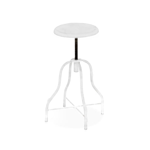 White Metal Adjustable Stool
