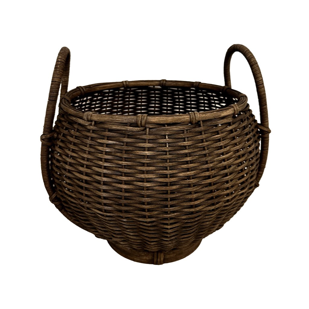 Woven Round Dark Wicker Basket