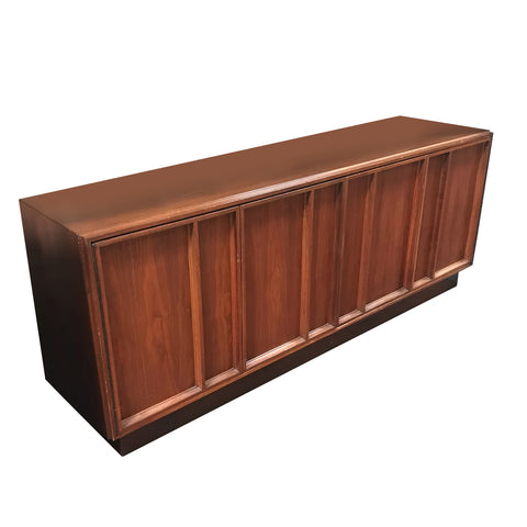 Wood Credenza with 4 Doors and Large Vertical Slate Details