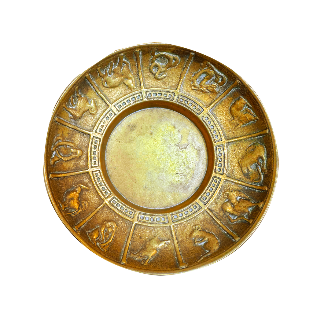 Brass Dish with Chinese Zodiac Artwork