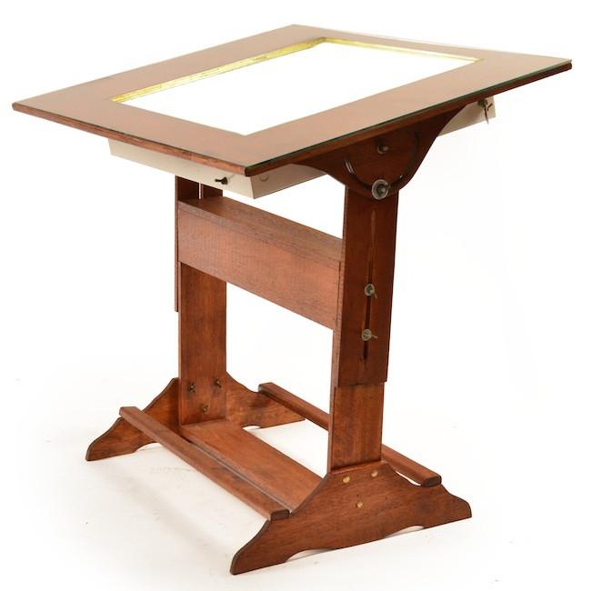 Wood Drafting Table with Light Box