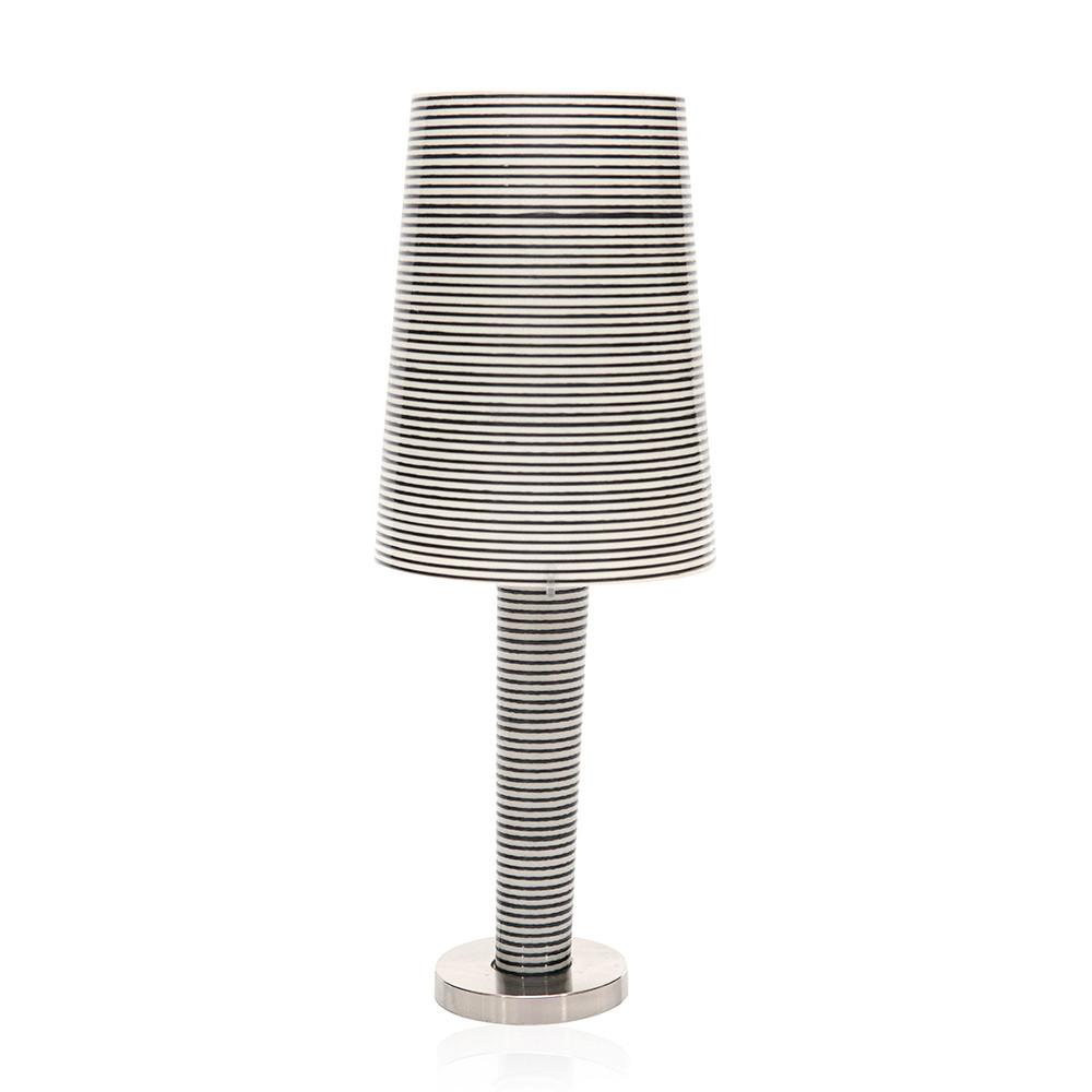 Black & White Striped Plastic Table Lamp