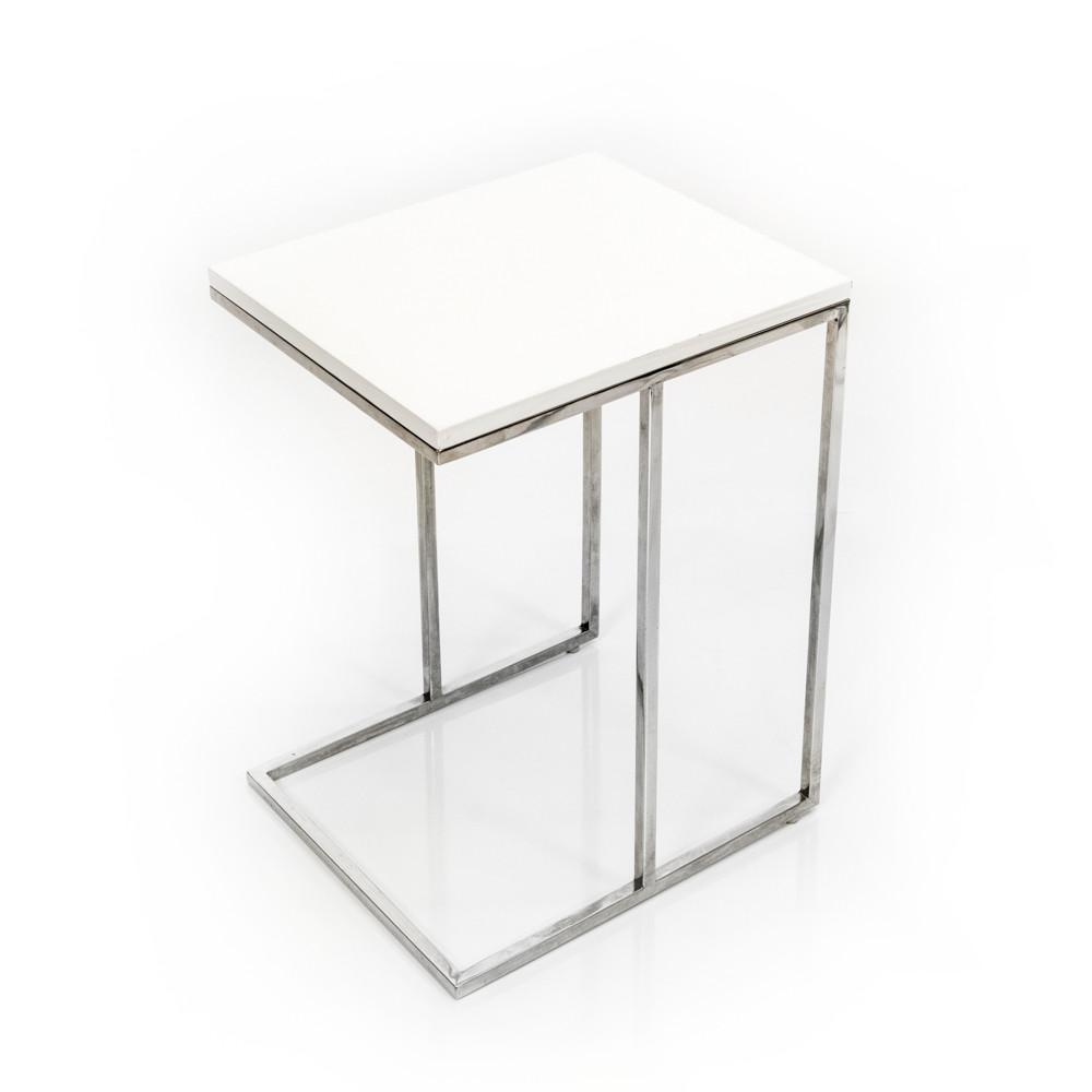 White and Chrome Side Table