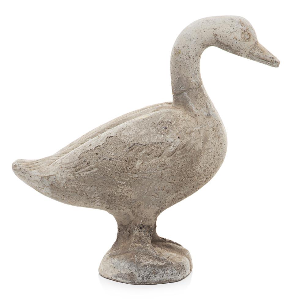 Grey Cement Duck Sculpture