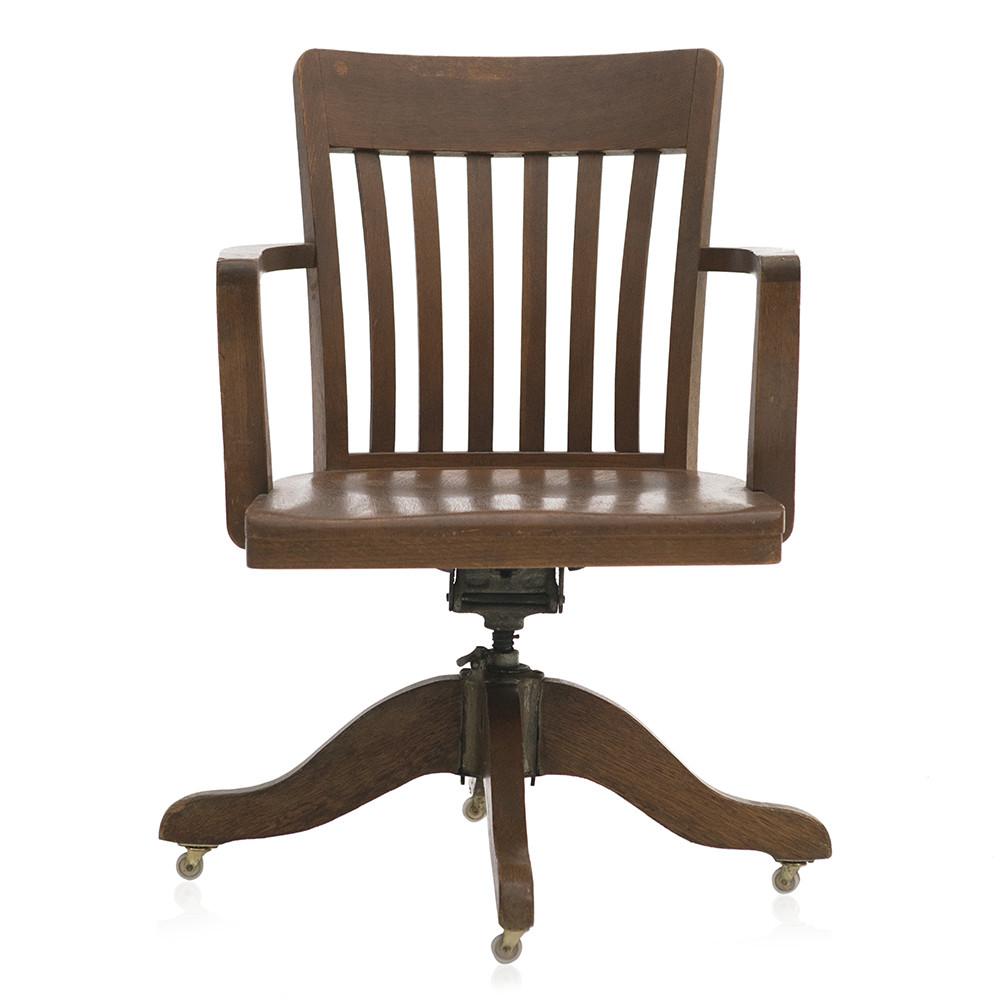 Wood Dark Rolling Office Chair Gil Roy Props