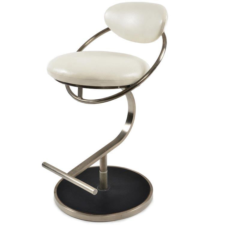 White Futuristic Round Seat Barstool
