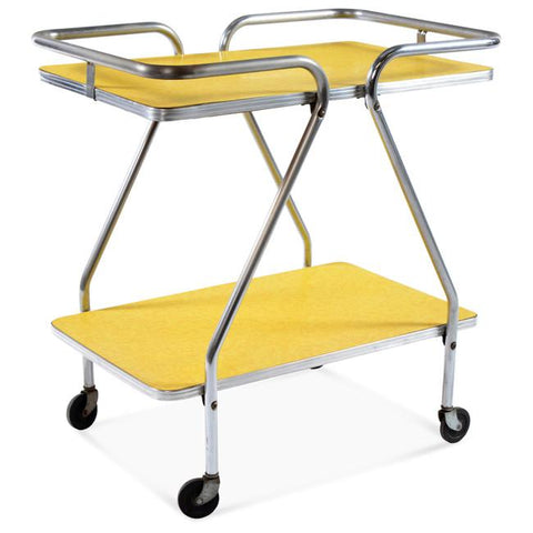 Yellow and Silver Metal Serving Cart