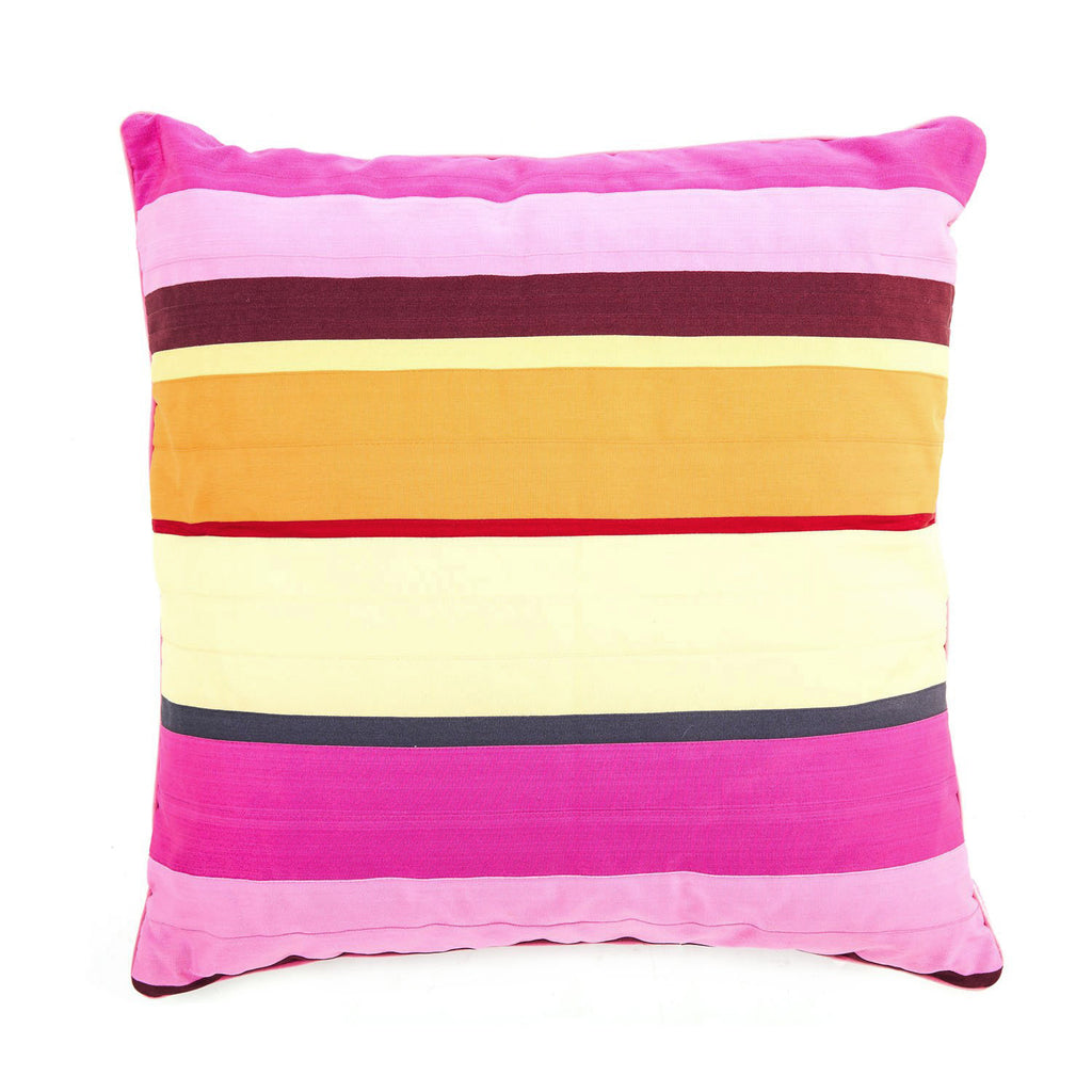 Pink and Orange Striped Pillow