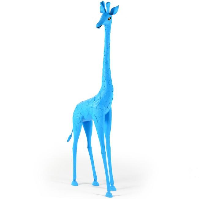 Blue Metal Giraffe Sculpture