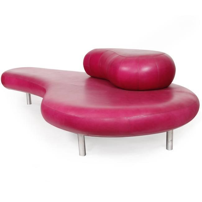 Hot Pink Leather Pearl Sofa