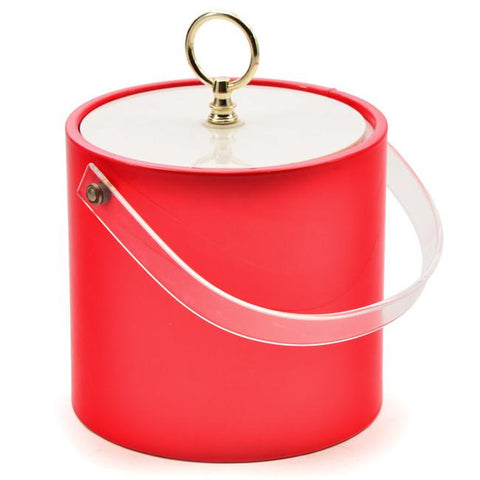 Red Ice Bucket w Gold Lid