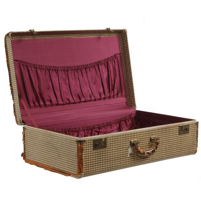 Houndstooth Suitcase - Brown