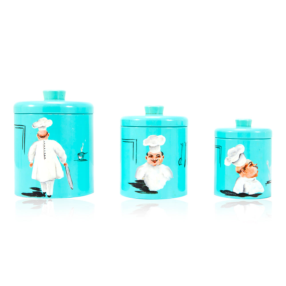 Blue Metal Chef Cookie Jar - Small (A+D)