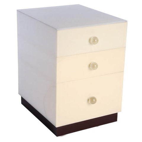 Small White Cabinet with Black Base