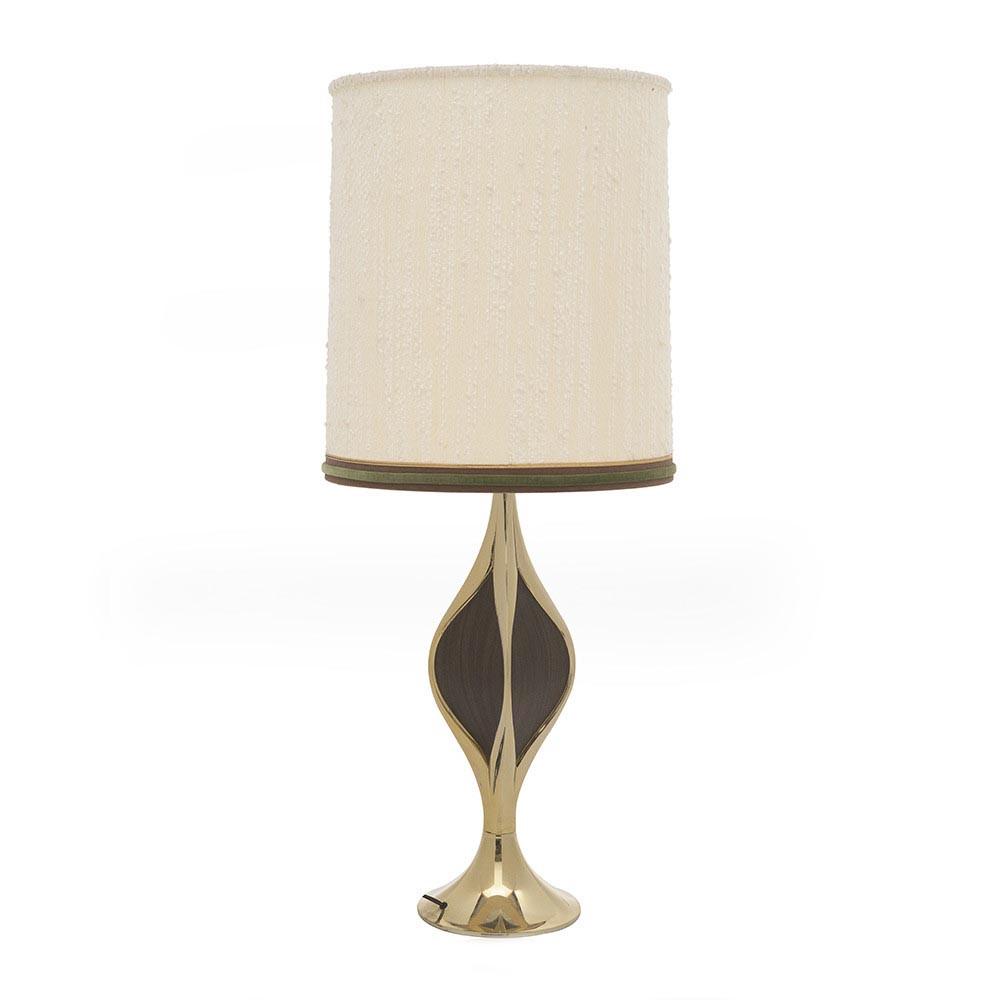 Gold & Dark Wood Curves Vintage Table Lamp