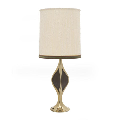 Gold & Dark Wood Curves Vintage Table Lamp
