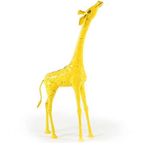 Yellow Metal Giraffe Sculpture