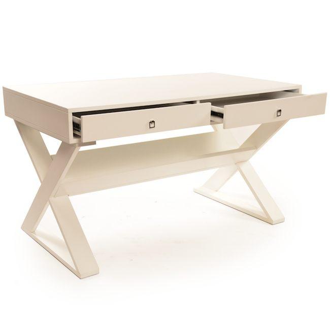 White Contemporary X-Side Desk