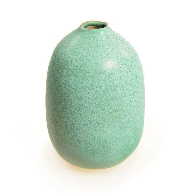 Green Aqua Ceramic Vase Oval (A+D)