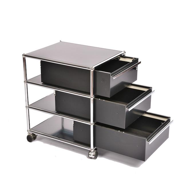 Haller Rolling Cart with Drawers - Black