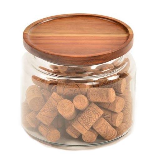 Wood Glass Container with Wine Corks (A+D)