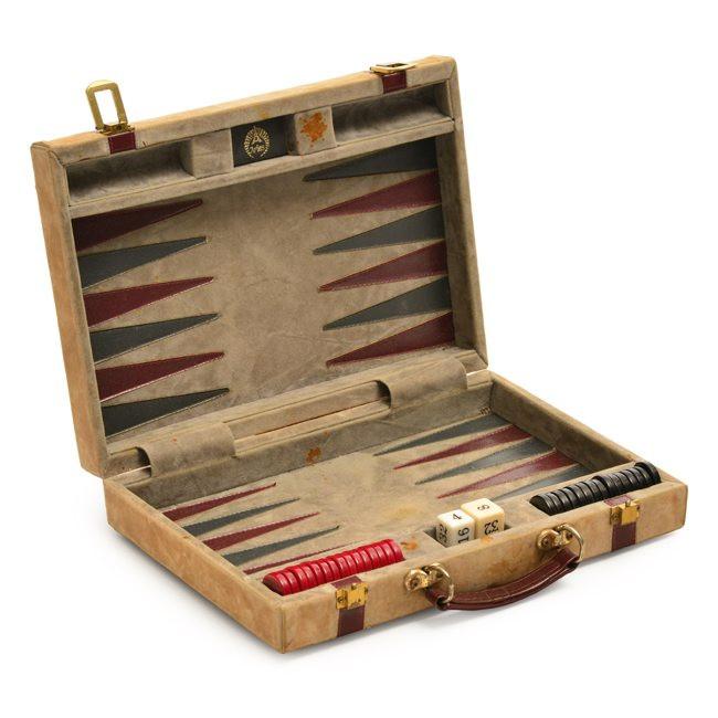 Tan Leather Vintage Backgammon Set