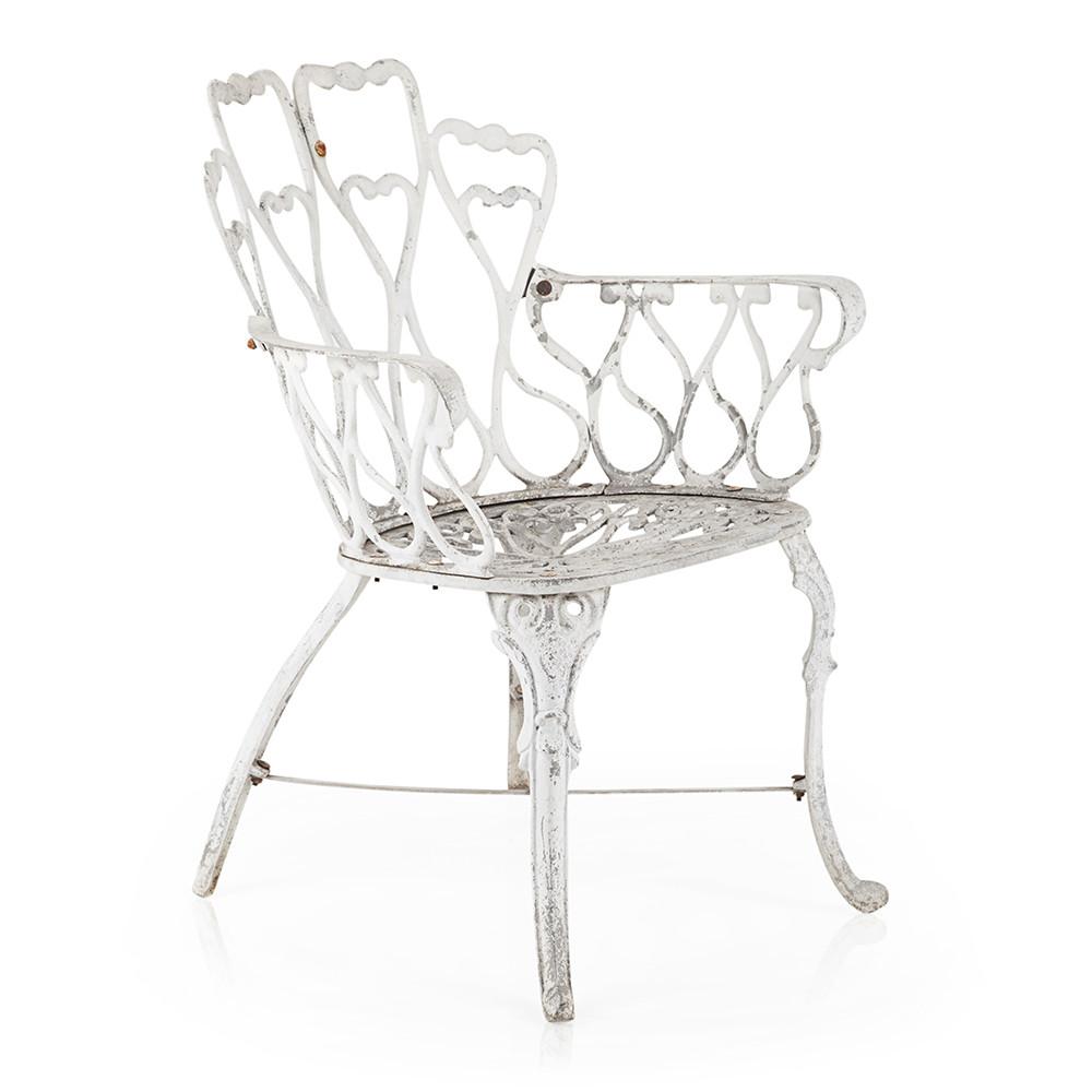 White Cast Iron Hearts Outdoor Chair