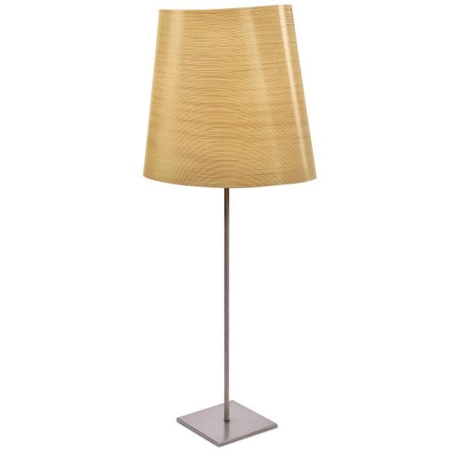 Metal Floor Lamp with Striped Tan Shade