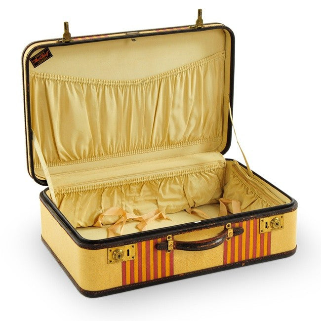 Yellow and Orange Striped Suitcase