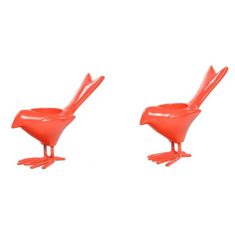 Orange Metal Bird Tea Light Holders (A+D)
