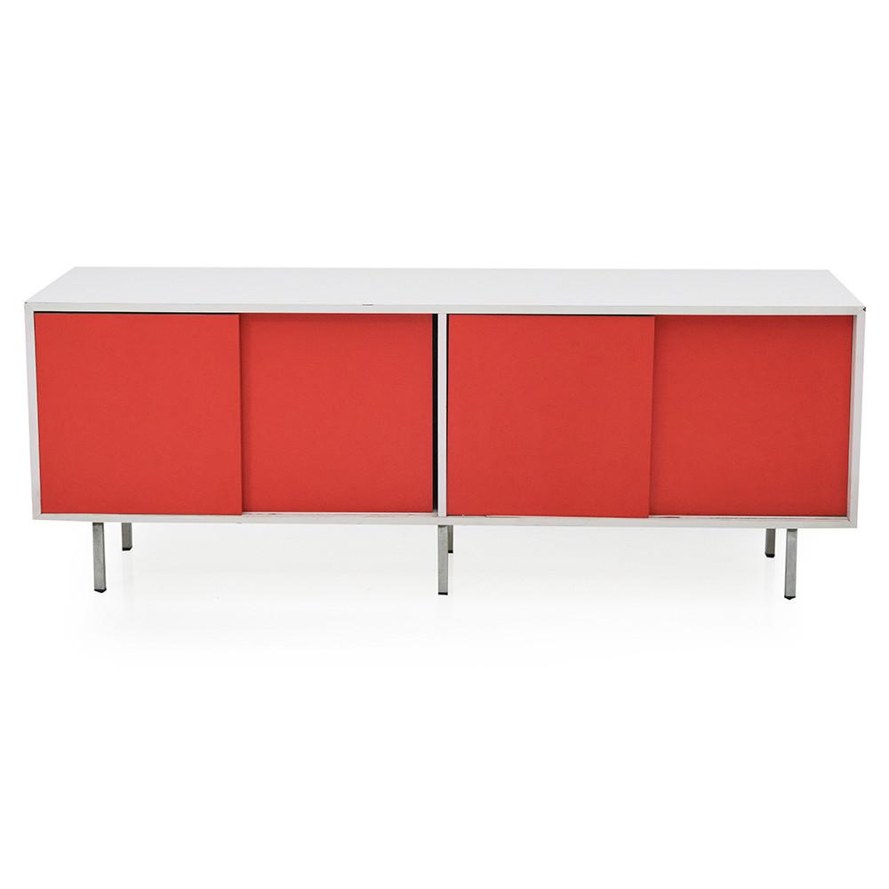 Knoll Credenza - White with Red Doors