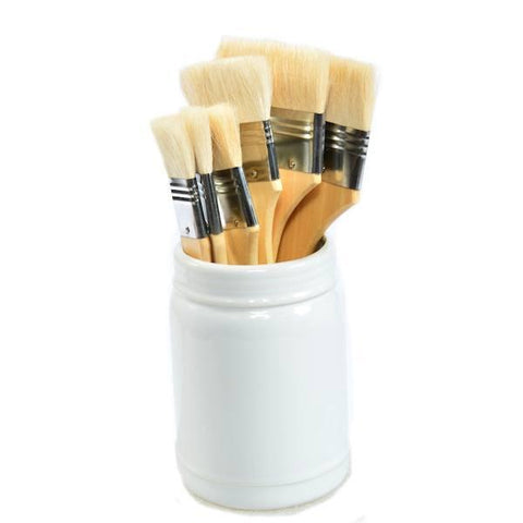 White Ceramic Jar with Paint Brushes (A+D)