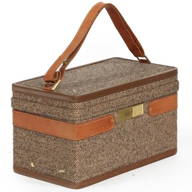 Brown Tweed Small Makeup Suitcase