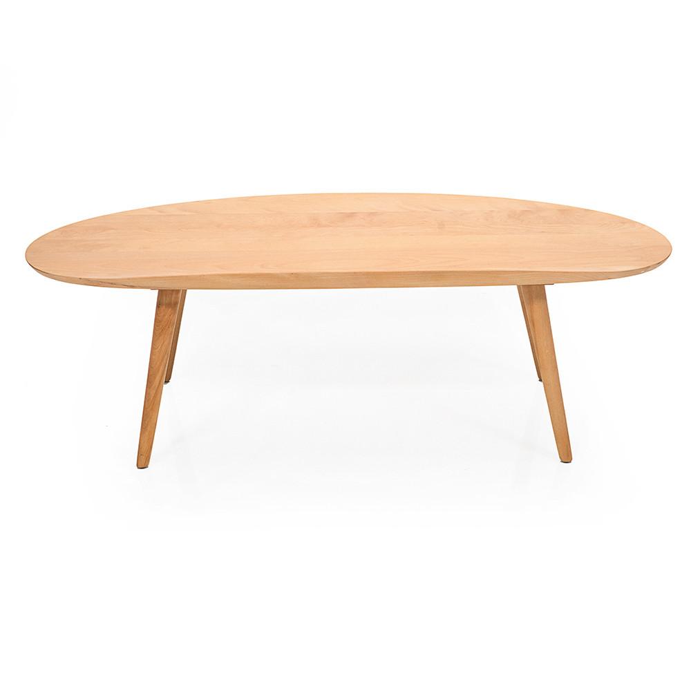 Wood Oval Curled Edge Coffee Table
