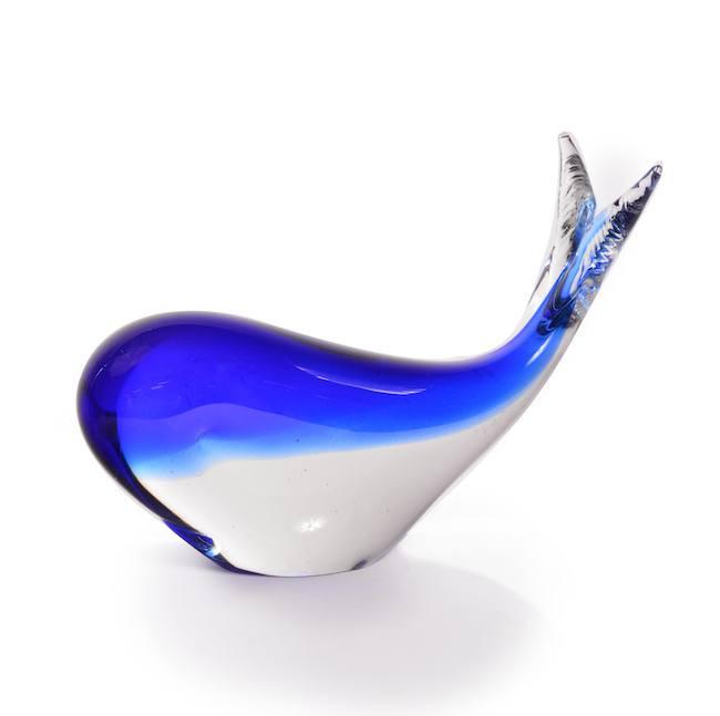 Blue White Glass Whale