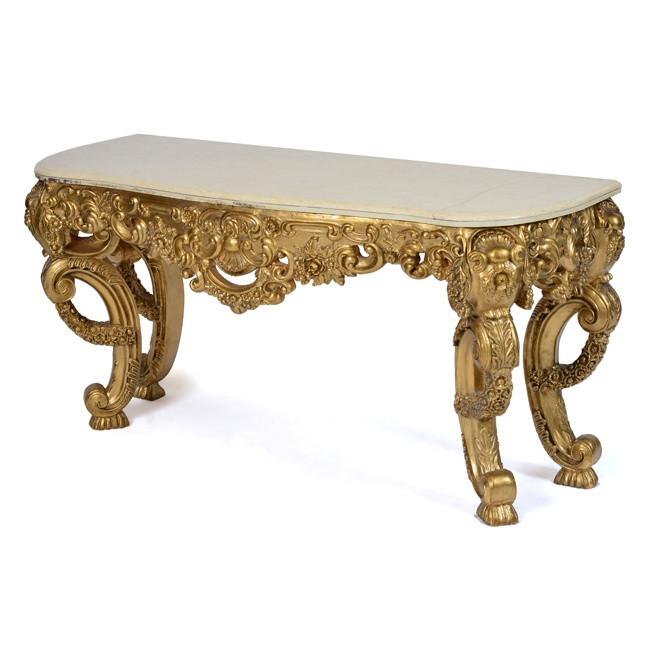 Gold Rococo Large Console Table
