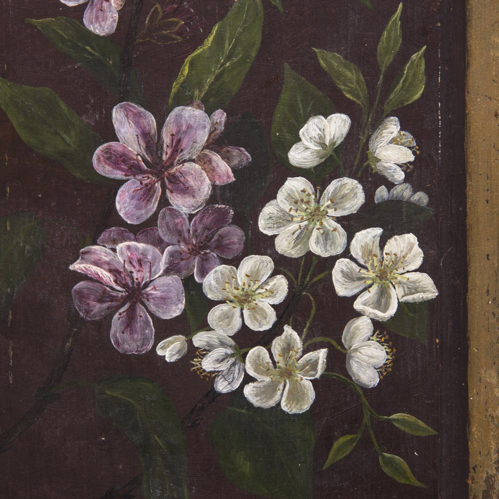 1064 (A+D) Purple Floral on Wood Panel
