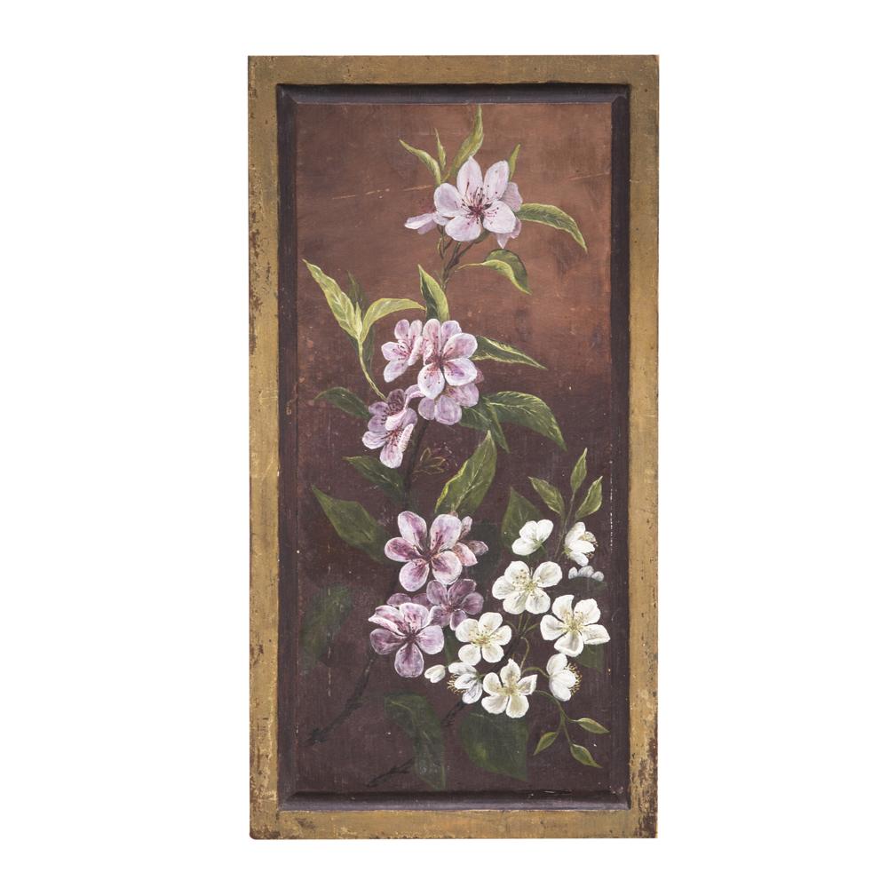 1064 (A+D) Purple Floral on Wood Panel