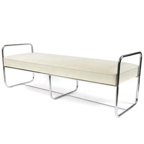 White Bench with Chrome Square Arms