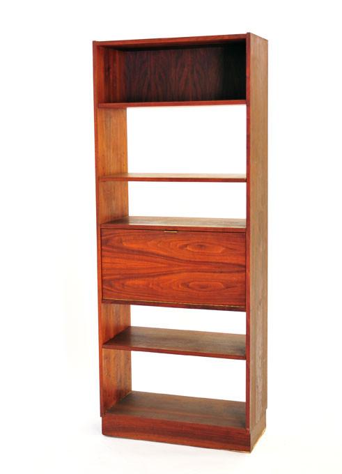 Wood & Cane 3-Piece Mid Century Shelf Unit
